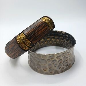 Wood and Metal Bangle Set